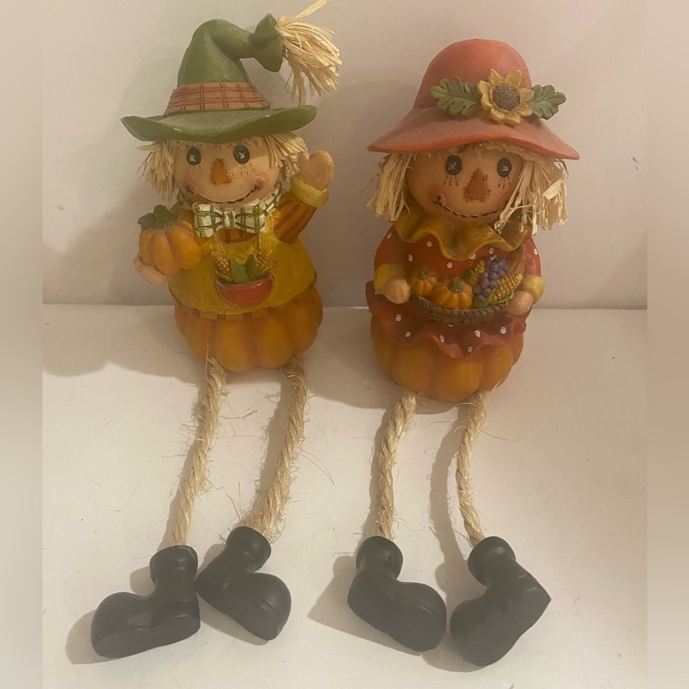 Celebrate It Harvest Charming Scarecrow Figurines Set - Orange and Red (NY)